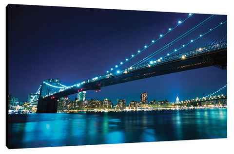 Brooklyn Bridge Lit-Up at Night Wall Art Canvas City (REF: B15)