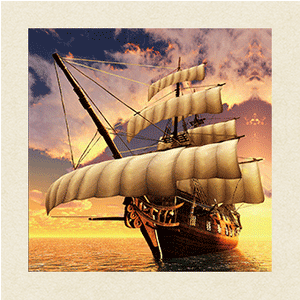 3D Hologram Lenticular Wall Art Picture Mural Moving Pirate Century Ship (REF:H01)