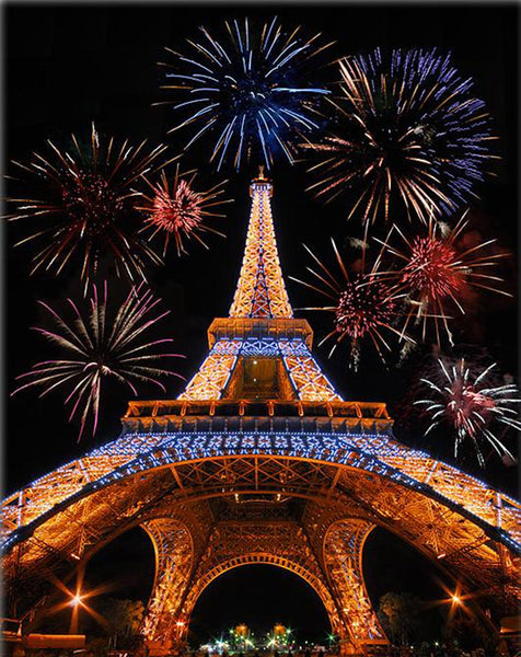 Eiffel Tower, Paris Fireworks, LED and Optical Fibre Canvas (REF: A03)