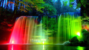 Waterfall Rainbow Forest Falls Multi Colour LED Beautiful Canvas (REF: A09)