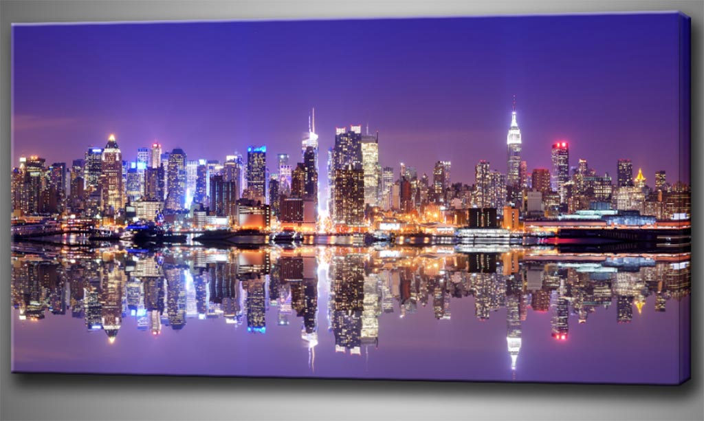 Skyscrapers Twilight Night Wall Art City Scenery LED Picture Canvas (REF: B17)