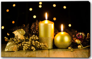 Christmas Golden Candle Light Up LED Canvas Painting (REF: B33)