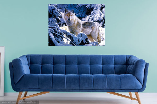 3D Hologram Lenticular Wall Art Picture Mural Moving Artic Snow Wolf (REF:H02)